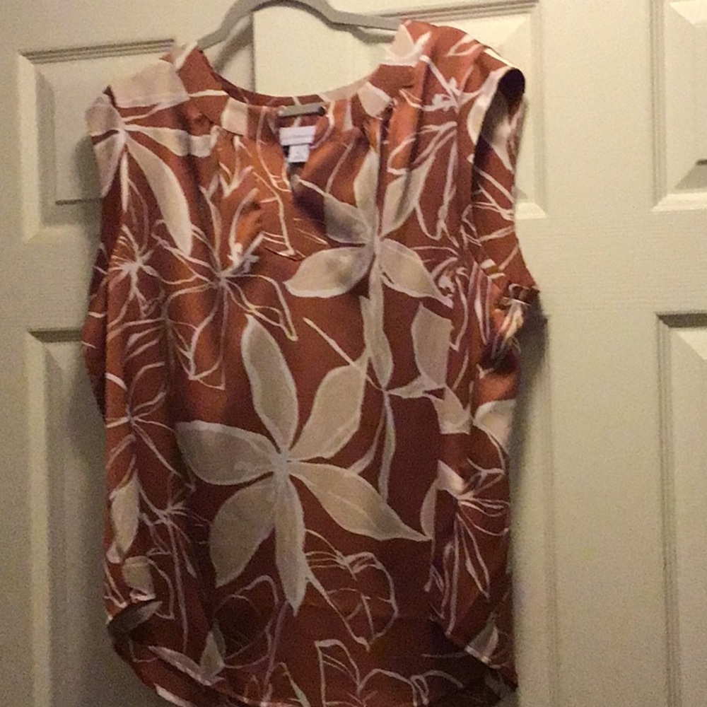 Short sleeve Brown & Tan blouse